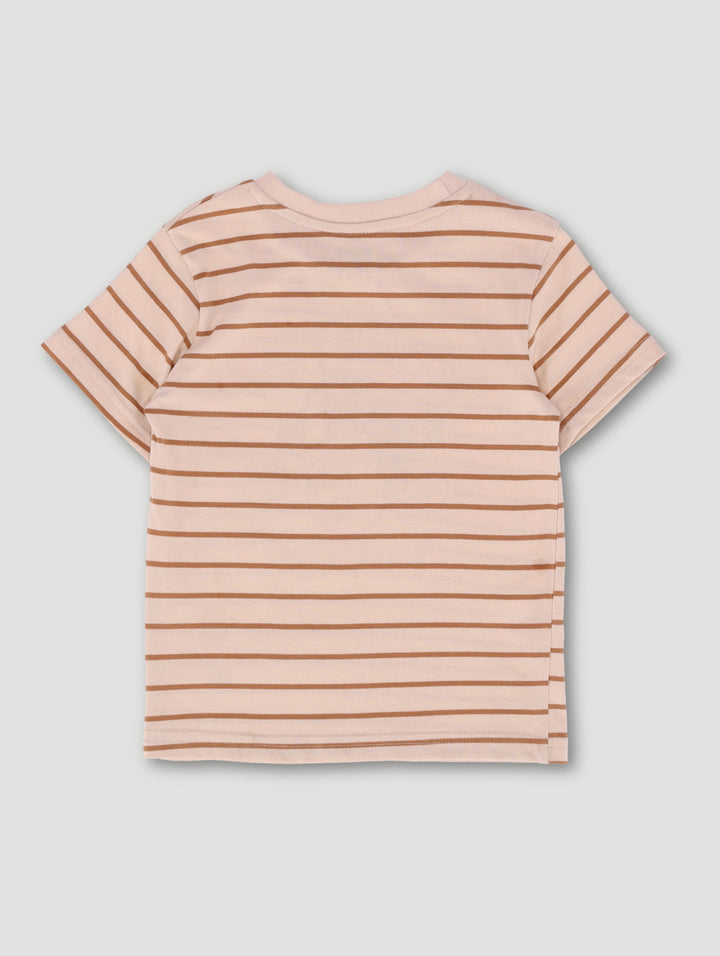 Pre-Boys Stripe Tee - Cream/Tan