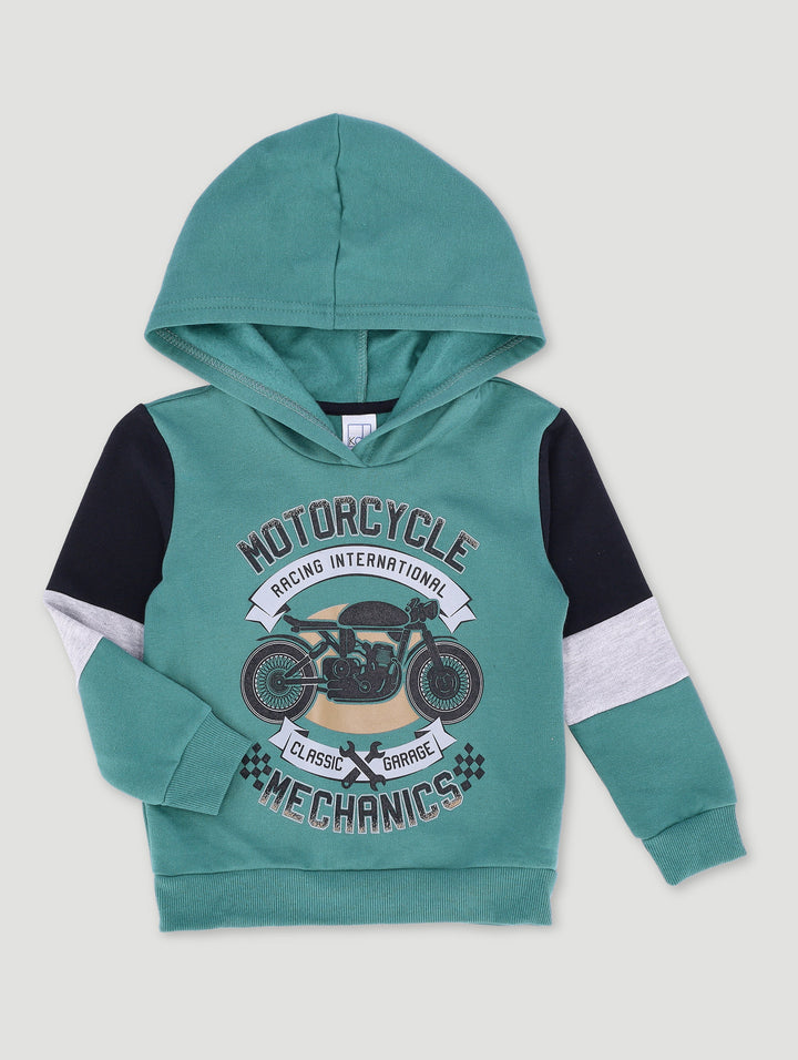 Pre-Boys Motorcycle Colourblock Hoody - Green/Blue