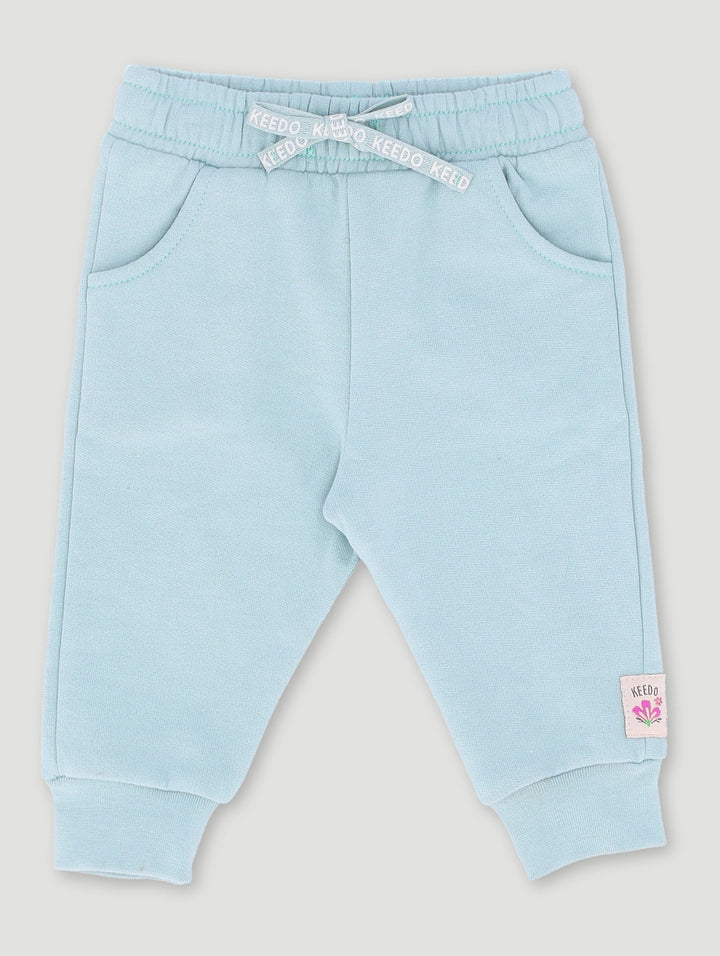 Keedo Baby Girls Mint Fleece Logo Jogger