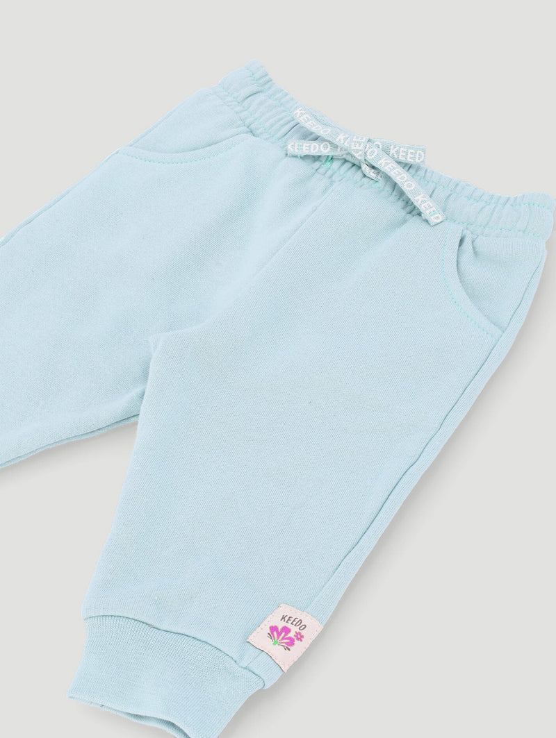 Keedo Baby Girls Mint Fleece Logo Jogger