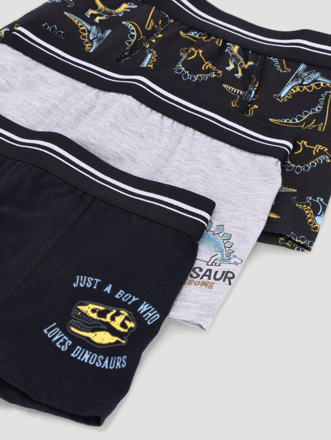 Pre-Boys 3 Pack Printed Dino Boxers - Black
