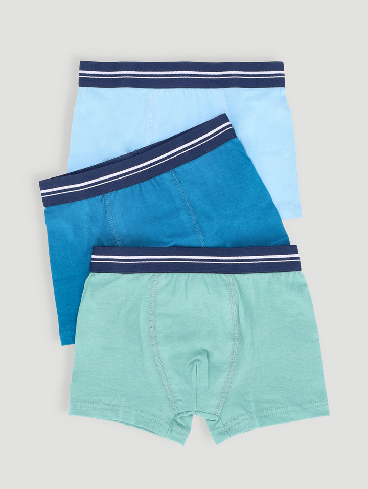 Pre-Boys 3 Pack Plain Boxers - Blue