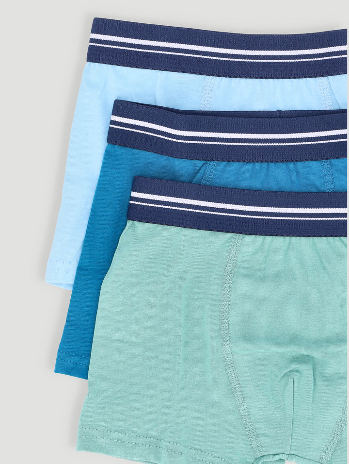 Pre-Boys 3 Pack Plain Boxers - Blue