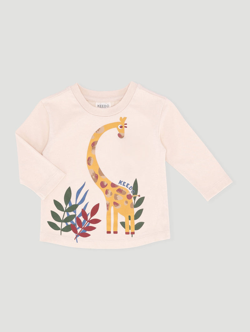 Keedo Baby Boys Long Sleeve Giraffe Cotton Lycra Tee