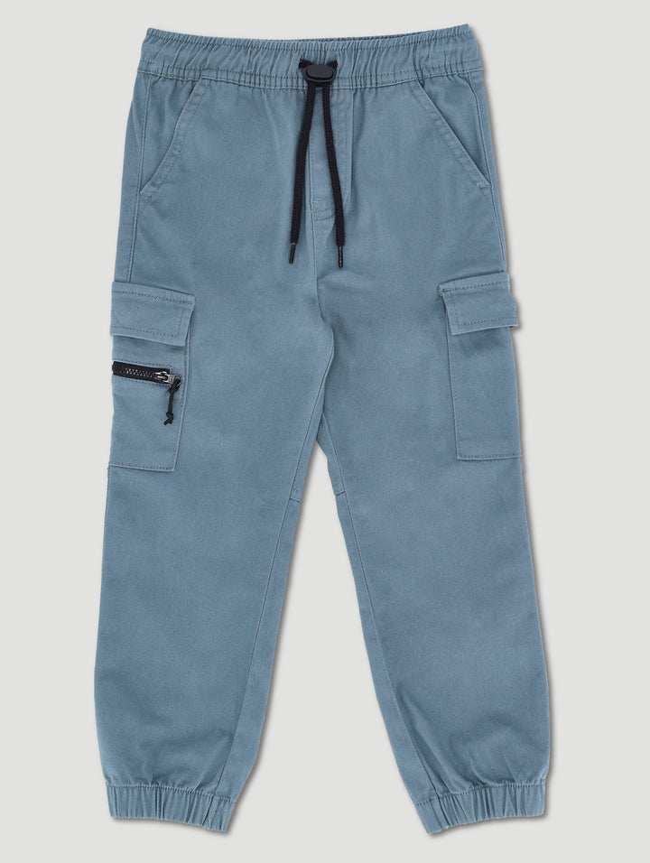 Pre-Boys Zip Detail Twill Jogger - Petrol