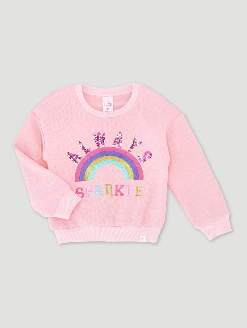 Pre-Girls Emboss Bunny Sequin Applique Tracktop - Pink