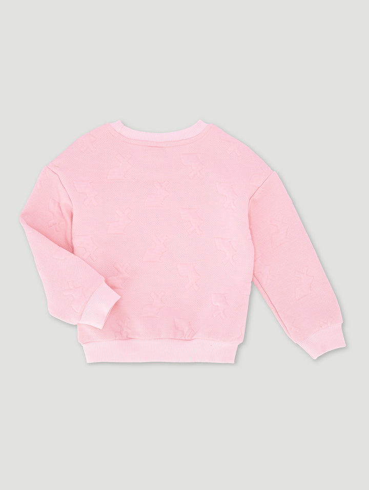 Pre-Girls Emboss Bunny Sequin Applique Tracktop - Pink