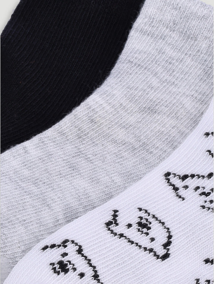 Baby Girls 3 Pack Cotton Socks - Black/White/Grey