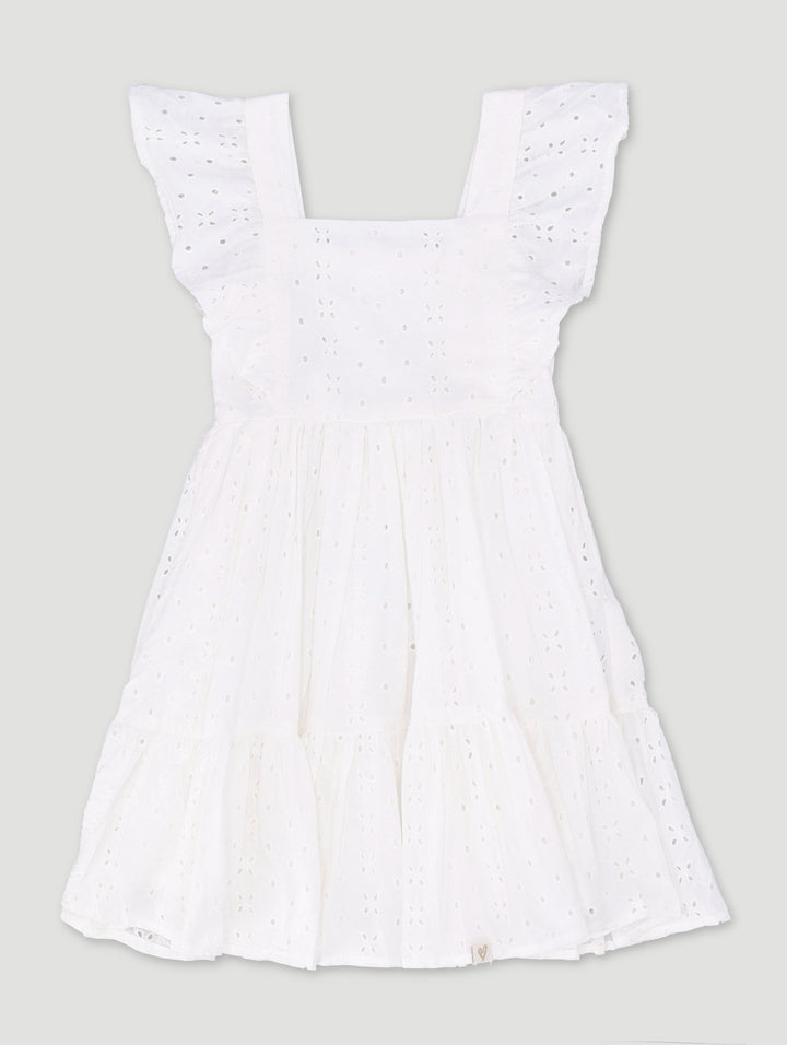 Pre-Girls Anglaise Dress - White