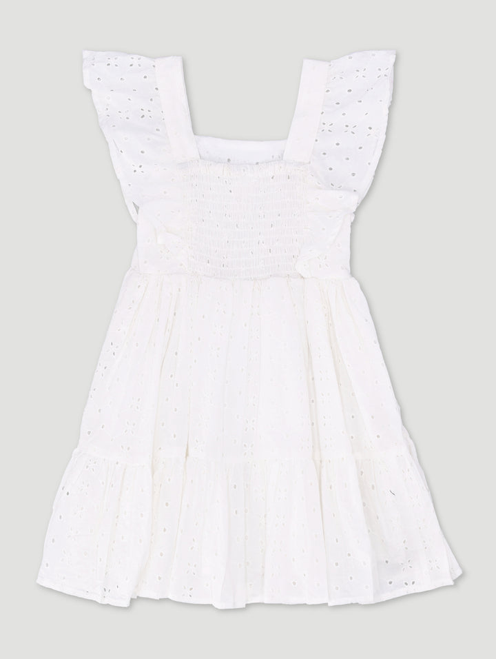Pre-Girls Anglaise Dress - White
