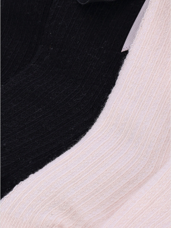 Baby Girls 2 Pack Knee High Socks - Black/Beige