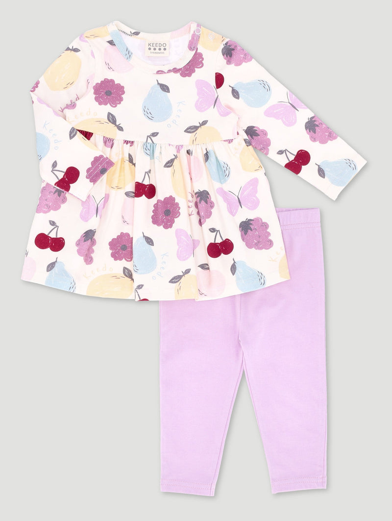 Keedo Baby Girls Fruit Dress & Legging Set