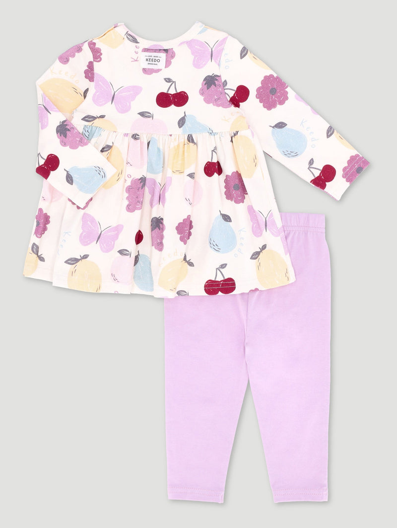 Keedo Baby Girls Fruit Dress & Legging Set