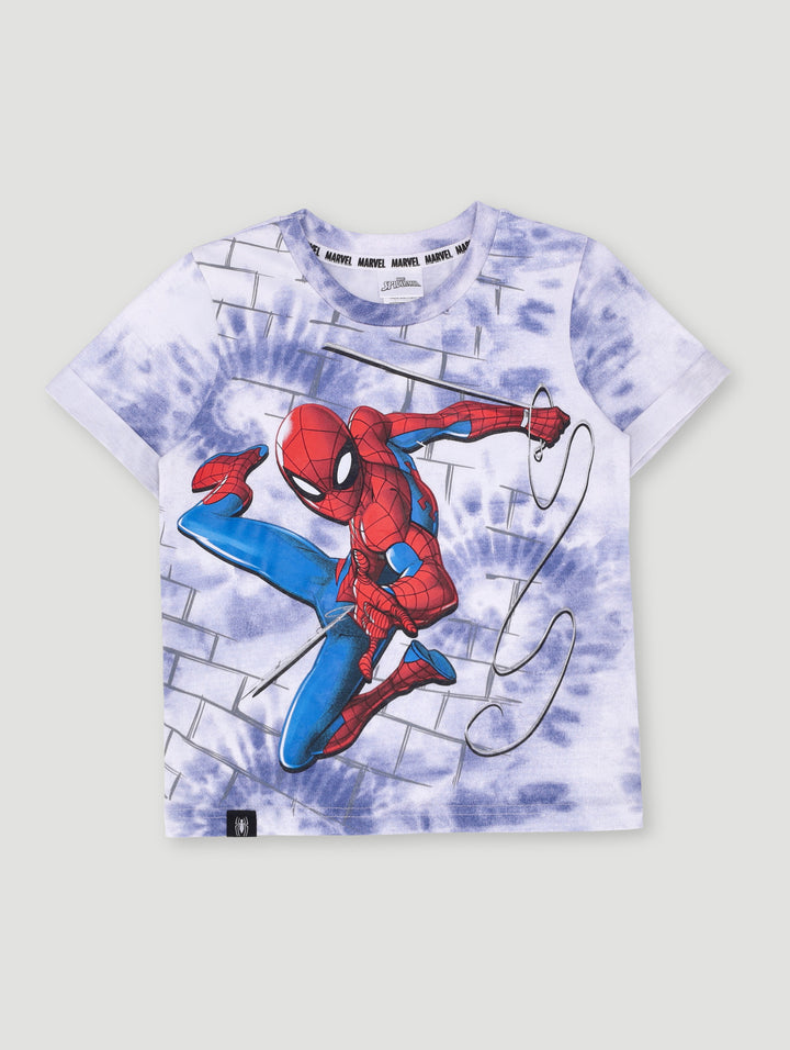 Pre-Boys Spiderman Tie Dye Tee - Blue/White