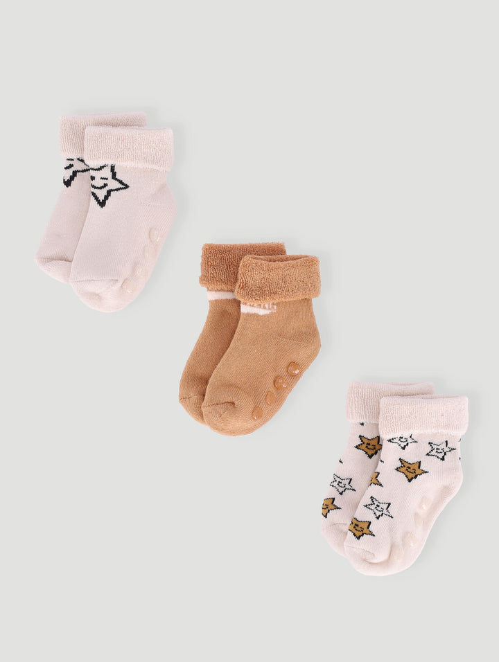 Baby Boys 3 Pack Stars Towelling Socks - Multi