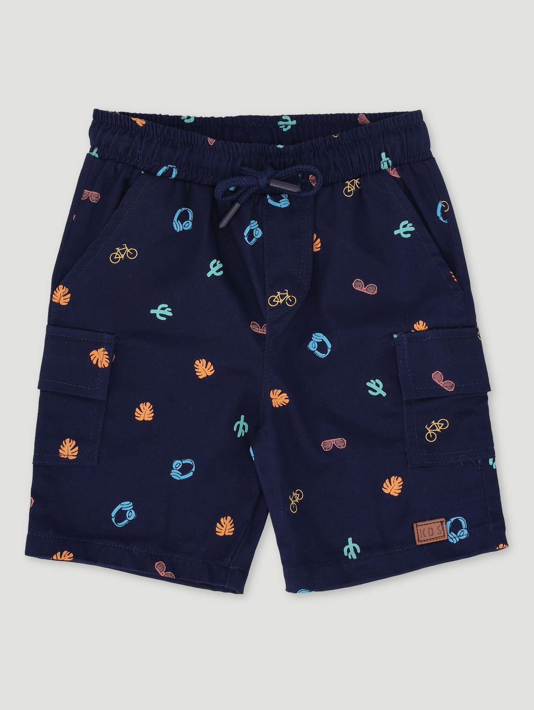 Pre-Boys Twill Print Cargo Short - Navy