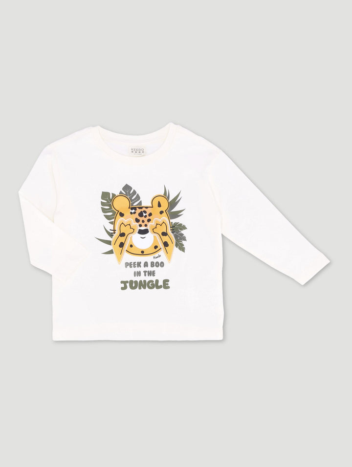 Keedo Boys Peepout Printed Long Sleeve Tee