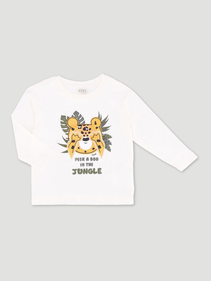 Keedo Boys Peepout Printed Long Sleeve Tee