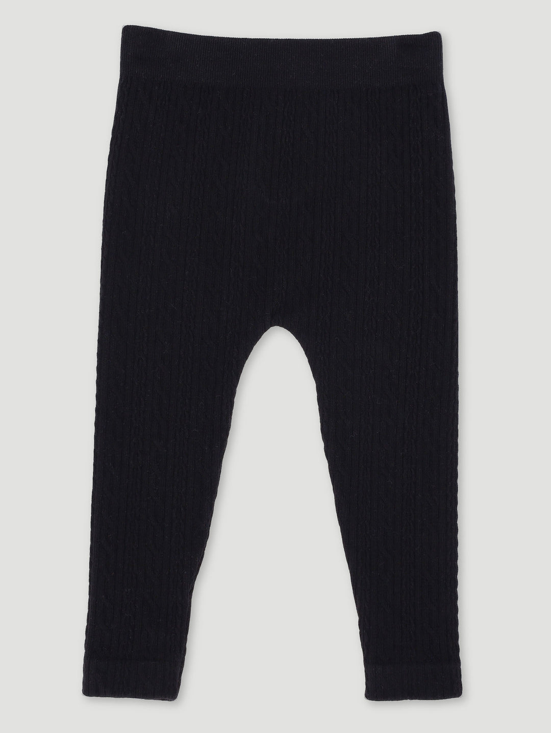 Baby Girls Textured Cable Legging - Black