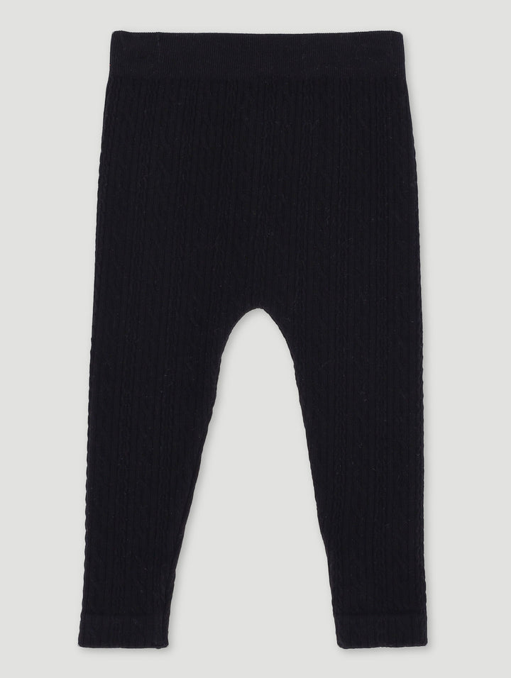 Baby Girls Textured Cable Legging - Black