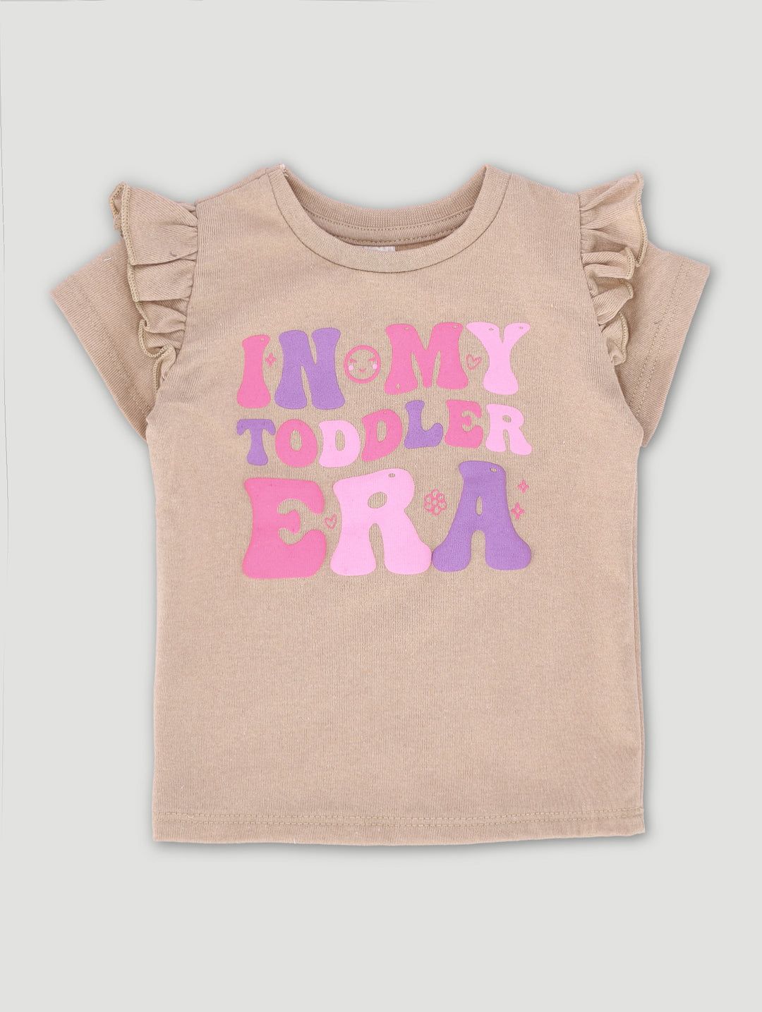 Baby Girls Small Hearts Glitter Print Tee - Stone