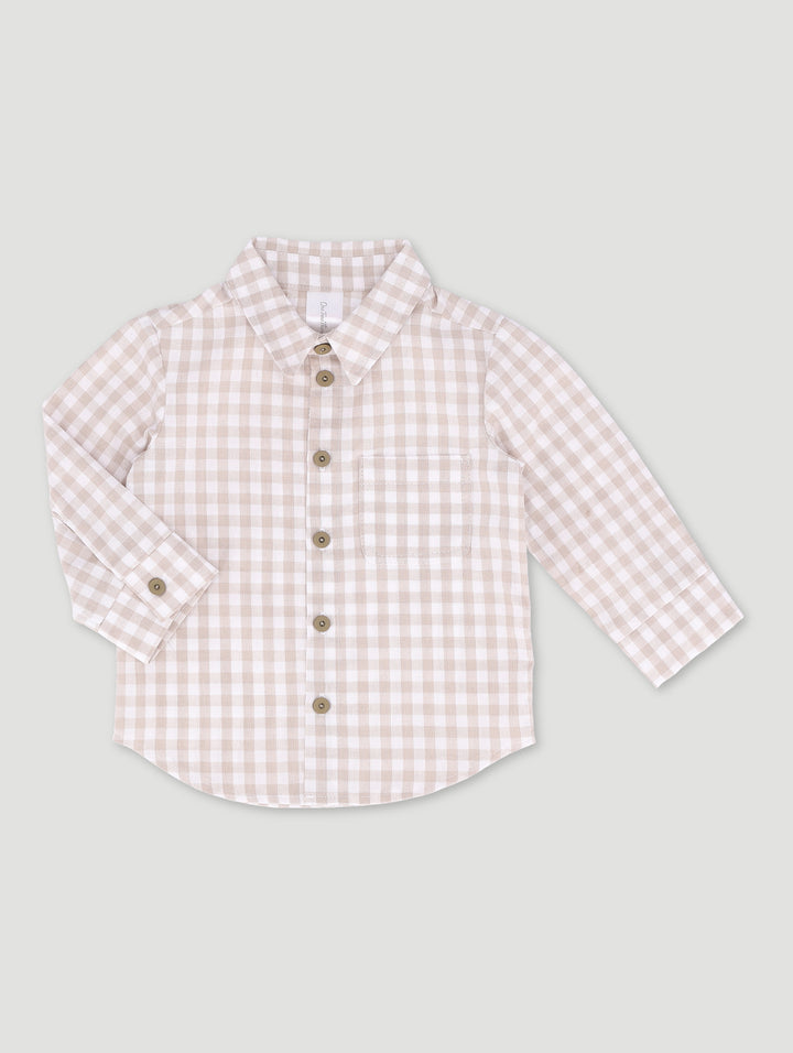 Baby Boys Flannel Shirt - Stone