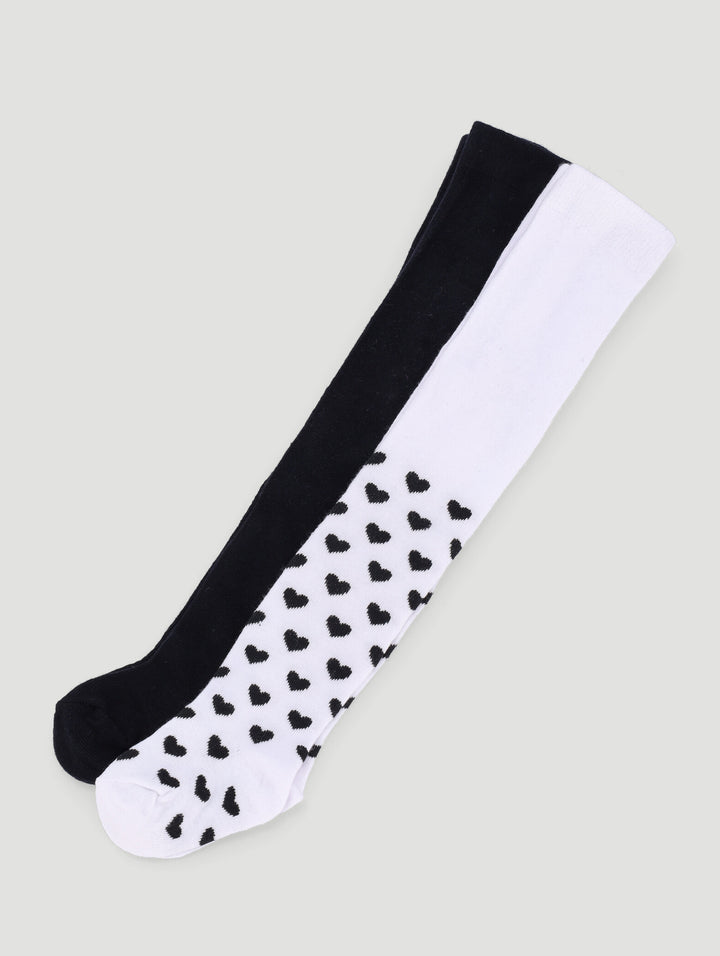 Baby Girls 2 Pack Stocking - White/Black