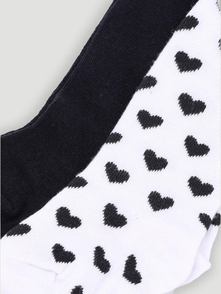 Baby Girls 2 Pack Stocking - White/Black