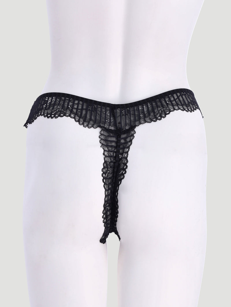 3 Pack Lace G-String - Charcoal/Rose/Navy