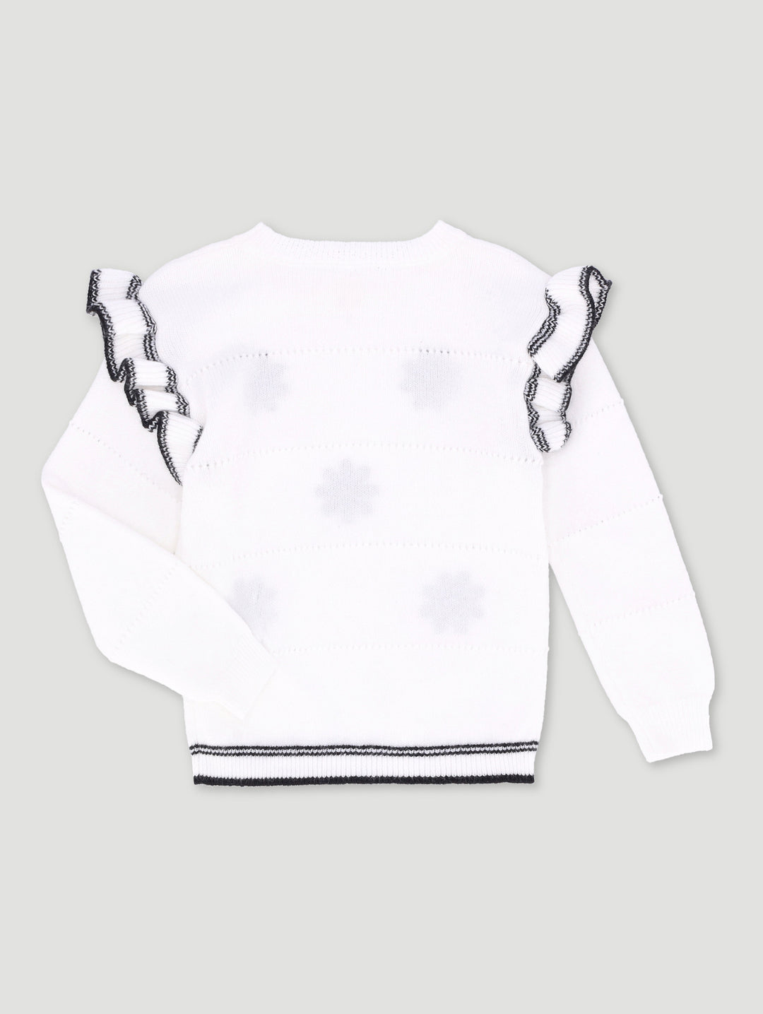 Pre-Girls Jersey With Frill Shoulder Detail - White