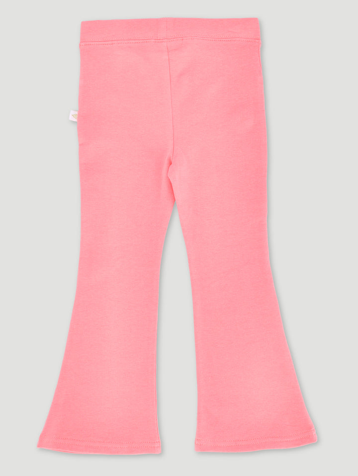 Pre-Girls Brushed Fleece Flare Leg Plain Pants - Pink