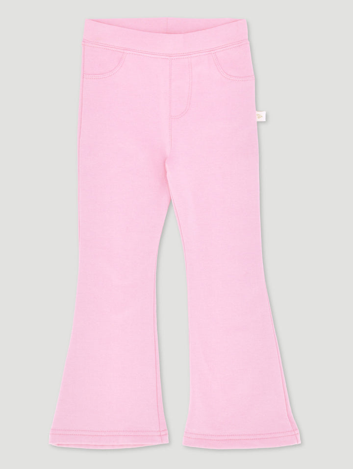 Pre-Girls Brushed Fleece Plain Flare Leg Pants - Pink