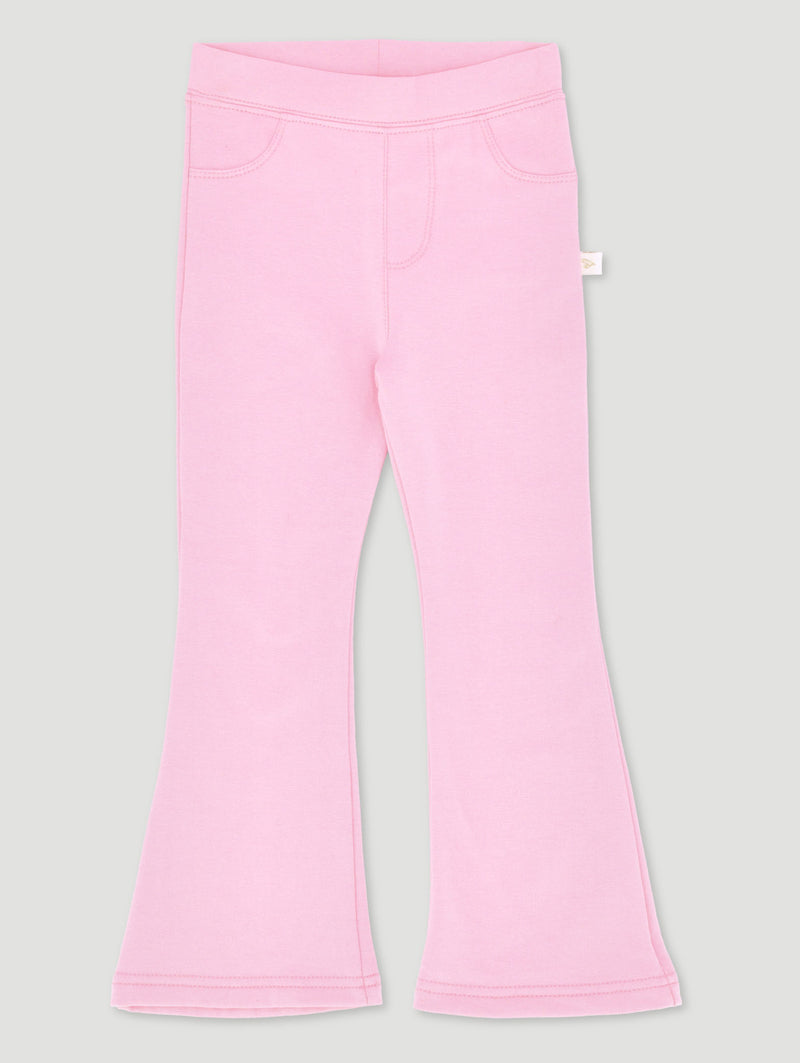 Pre-Girls Brushed Fleece Plain Flare Leg Pants - Pink