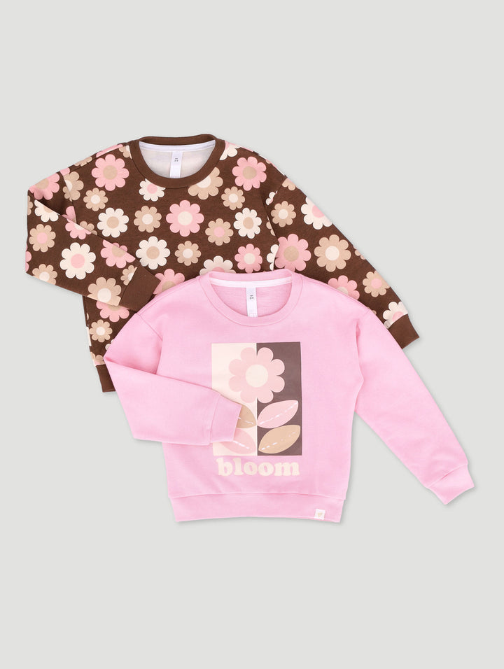 Pre-Girls 2 Pack Floral Print Track Top - Brown/Pink