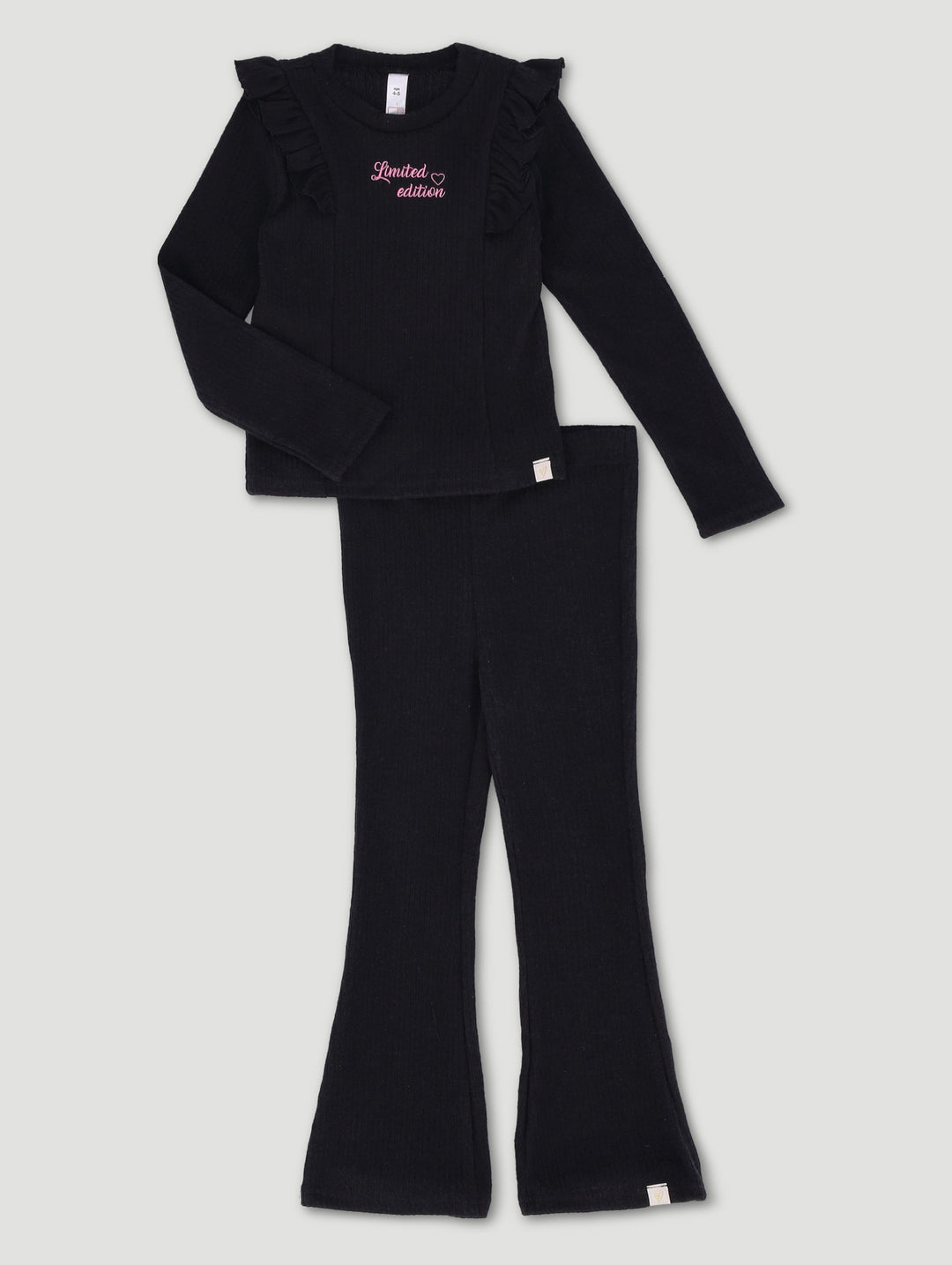 Pre-Girls Unbrushed Rib Set - Black
