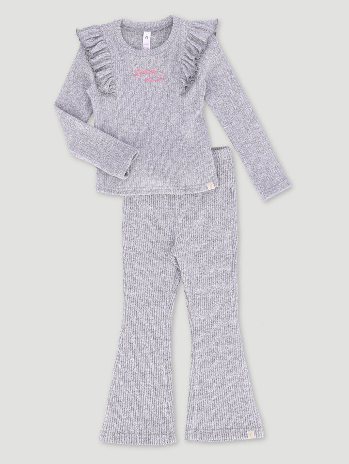 Pre-Girls Unbrushed Rib Set - Grey