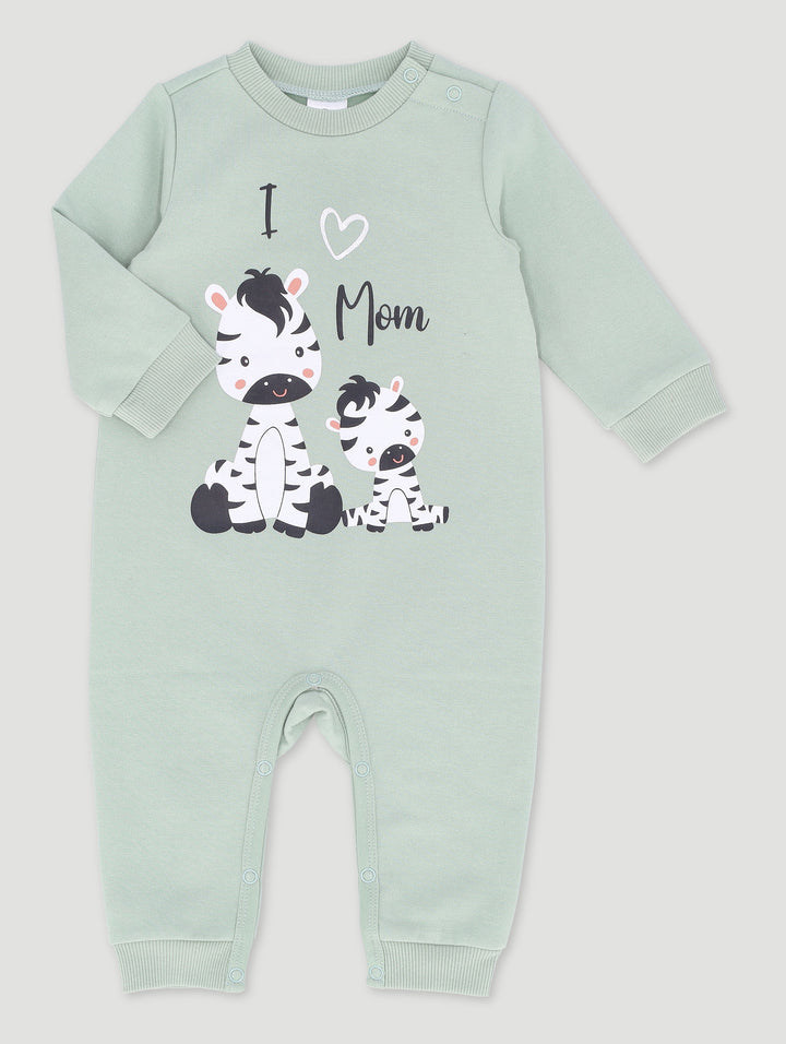 Baby Girls I Love You Mum Sleepsuit - Sage