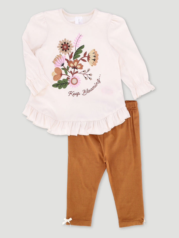 Baby Girls Frill Hem Set - Rust