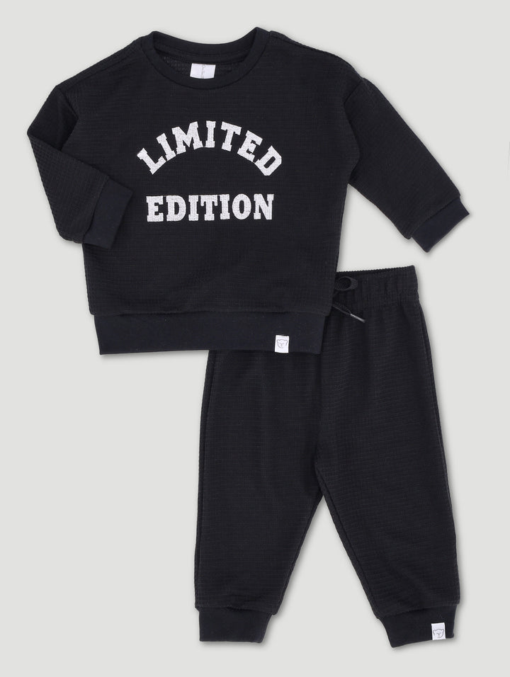 Baby Boys Cut & Sew Embroidered Set - Black