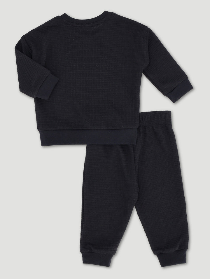 Baby Boys Cut & Sew Embroidered Set - Black
