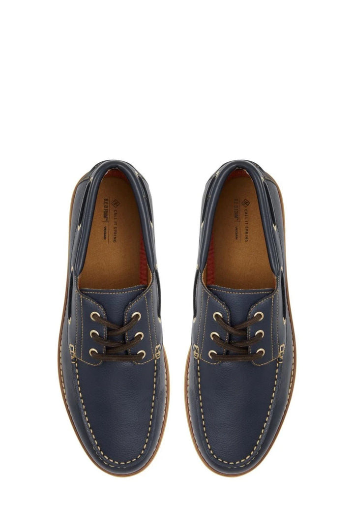 Renzo Cleated Moccasin Slip In Loafer - Navy