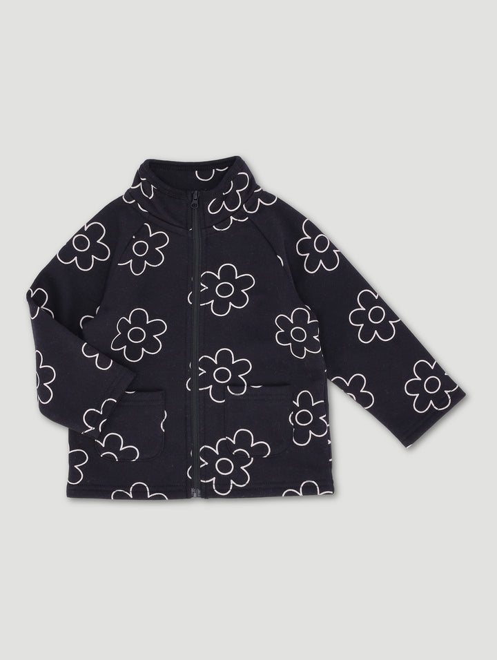 Baby Girls Lined Fleece Pocket Jacket - Black