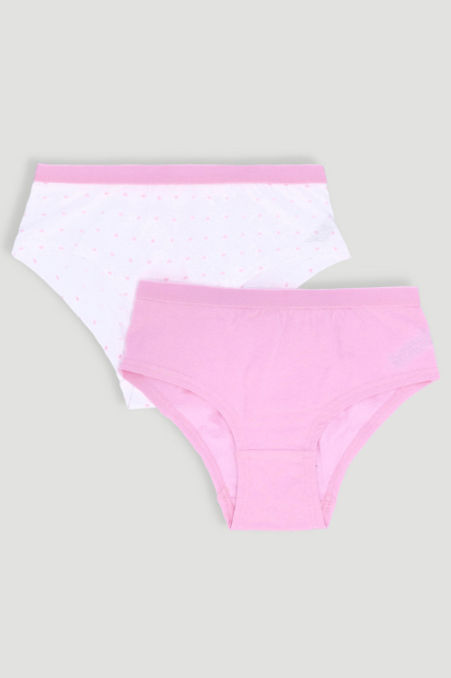 Girls 2 Pack Hearts Cotton Boyleg Panties - Pink