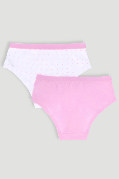 Girls 2 Pack Hearts Cotton Boyleg Panties - Pink