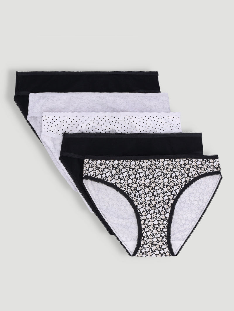 5 Pack Cotton Stretch Bikini Panties - Multi