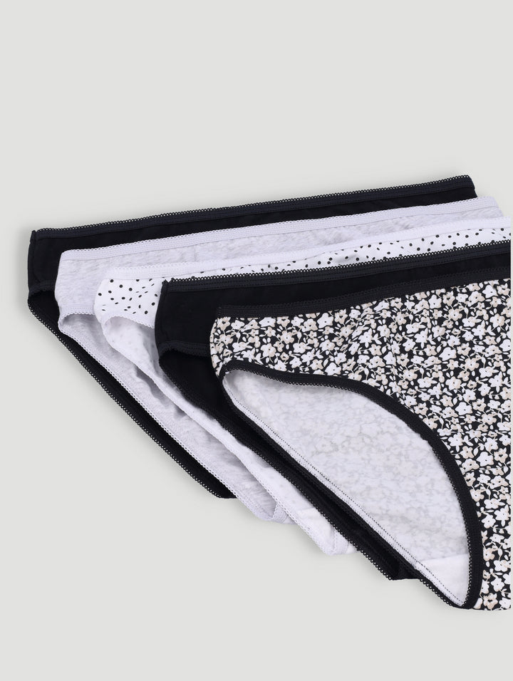 5 Pack Cotton Stretch Bikini Panties - Multi
