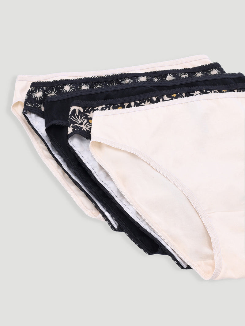 5 Pack Cotton Stretch Hi-Cut Panties