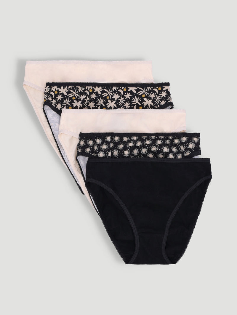 5 Pack Cotton Stretch Hi-Cut Panties