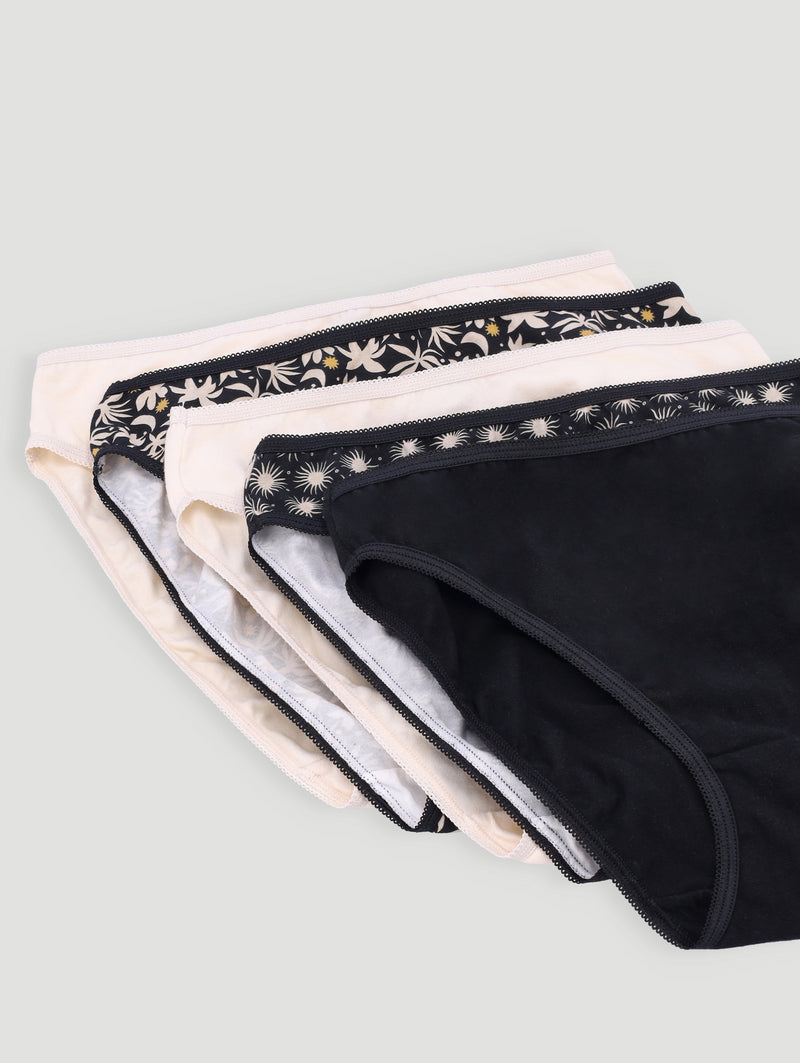 5 Pack Cotton Stretch Hi-Cut Panties