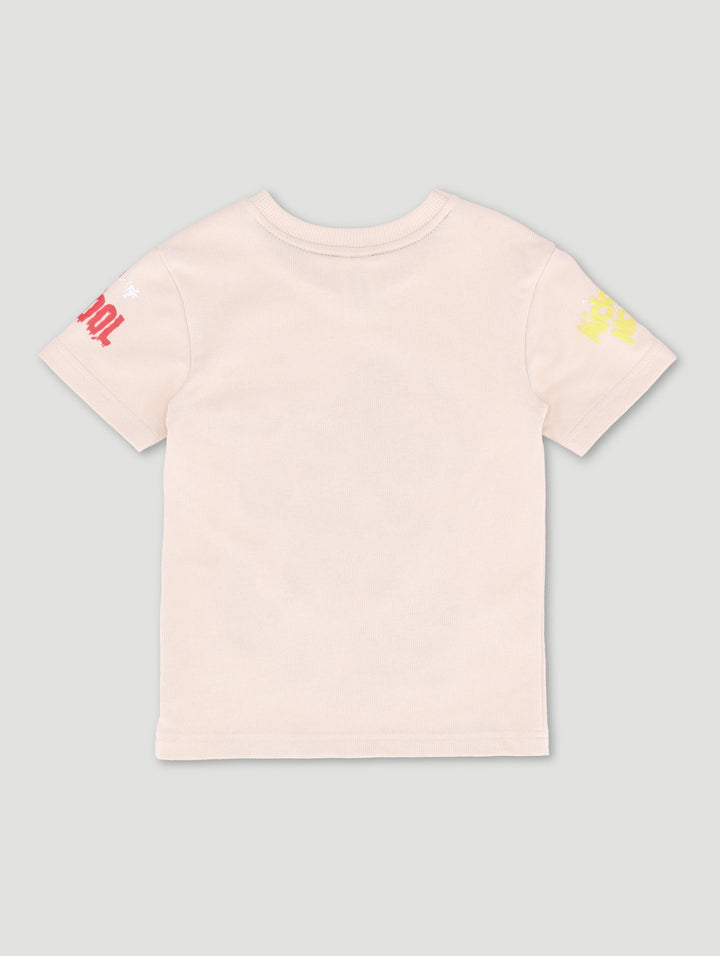 Pre-Boys Fleece Mickey Graffiti Top - Stone